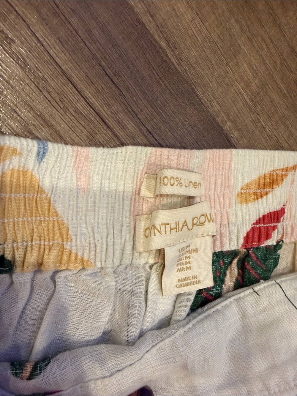 Cynthia Rowley 100% Linen Tropical Print Linen Pants - Multicolor Leaf Pattern - Picture 3 of 6